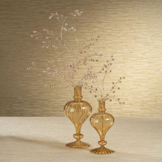 Gold beaded berry pick with clear glass accents for custom gift baskets, holiday greenery, vases, and place settings.