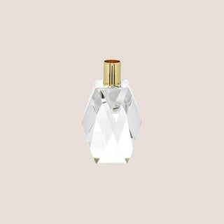 5.5-inch faceted crystal candle holder with gold accent, small dimensional crystal taper holder for modern or holiday décor. 