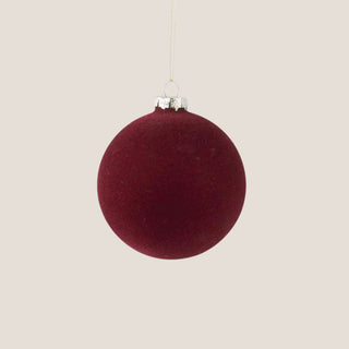 6.5-inch burgundy velvet Christmas ornament — large luxury matte holiday décor piece in deep wine red by Biggest Little Baskets.