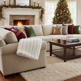 60 Inch Cream Faux Fur Throw Blanket