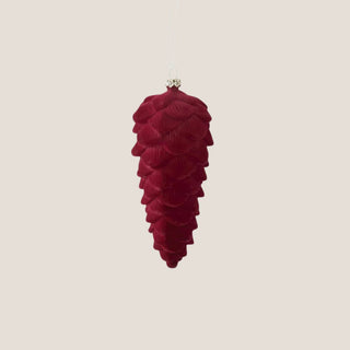 6-inch burgundy velvet pinecone ornament — elegant nature-inspired holiday décor with soft matte finish by Biggest Little Baskets.