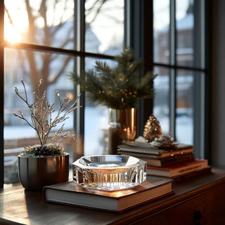 7.25 Inch Clear Crystal Glass Octagon Shallow Bowl