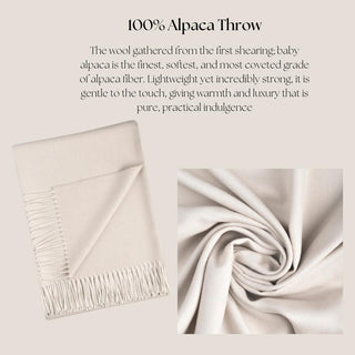 Cream Fringe Baby Alpaca Throw Blanket