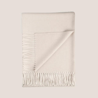 Cream Fringe Baby Alpaca Throw Blanket