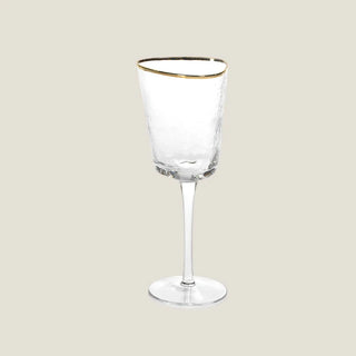 Hammered with gold rim wine glass for elevated wine drinking moments - Third & Main