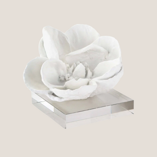 White Magnolia Object on Crystal Base, Made of Resin and Crystal, Biggest Little Baskets, Luxury Decor, Reno Decor, Reno Gift, Gift for Woman Reno, Regina Andrew