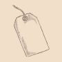 Outline of a tag with a string on a plain background