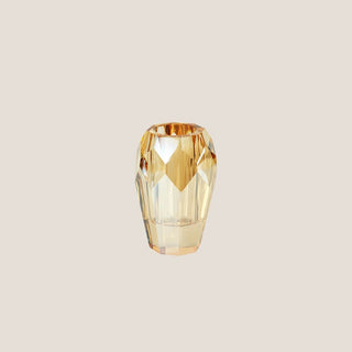 Amber crystal glass bud vase, 3 inches by 5 inches, shown as a warm glass vase option for the Settle In New Home Gift Box.