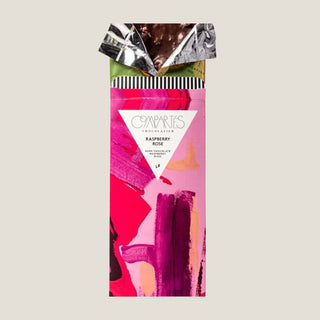 Colorful chocolate bar packaging with 'Caparros' branding on a light gray background