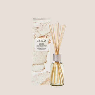 Circa Sea Salt and Vanilla fragrance diffuser, 8.4 fluid ounces, with reed sticks and matching gift box as a scent option for the Welcome Home New Home Gift Box.