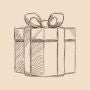 Illustration of a hexagonal luxury gift box by biggest little baskets with a bow on a white background