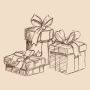 Illustration of luxury gift boxes with ribbons on a white background from biggest little baskets