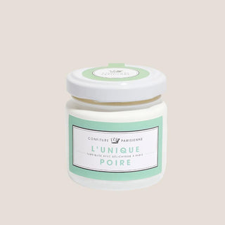 Small jar of pale seasonal gourmet preserve selected to accompany the Tea Time Gift Basket.